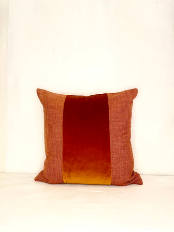 Orange Linen & Velvet Pillow